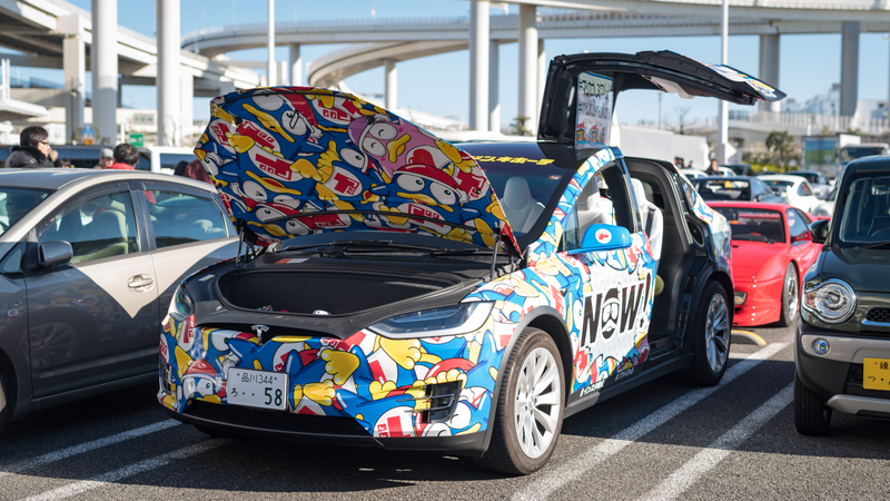 A Model X with a ‘Don Quijote’ wrap. It’s basically a discount store...